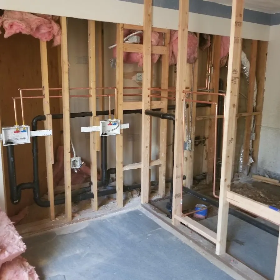 Copper pipe rough-in and plumbing installation in Winnetka